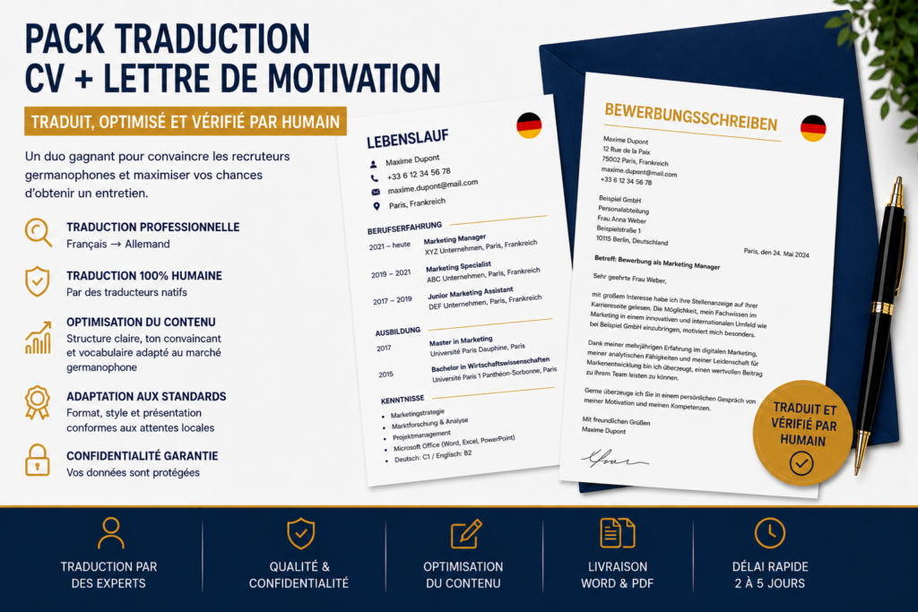 Pack Traduction CV et Lettre de Motivation + Optimisation
