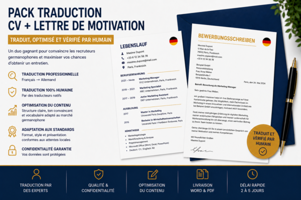 Pack Traduction CV et Lettre de Motivation + Optimisation